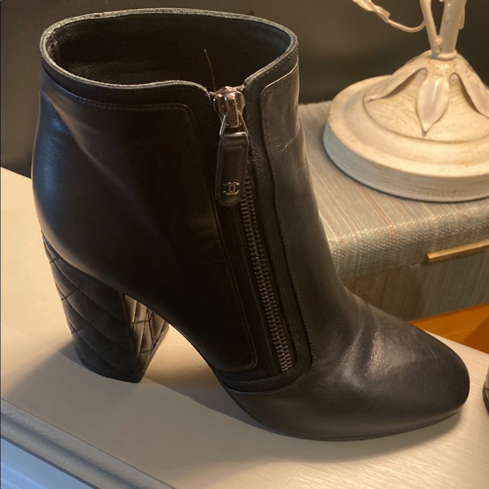 Chanel Black Leather Ankle Boots - Picture 3 of 17